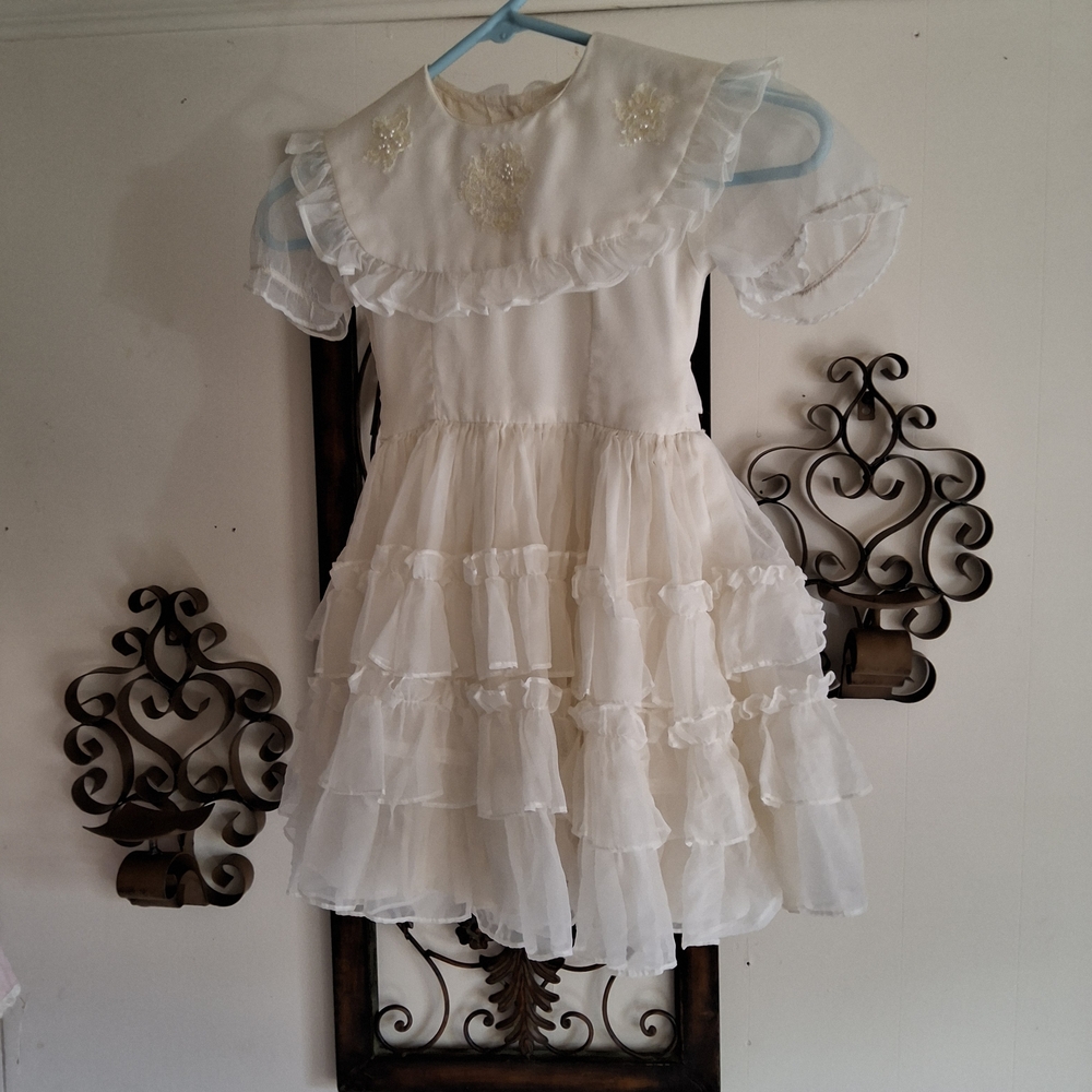 Elegant Cream Ruffled Dress